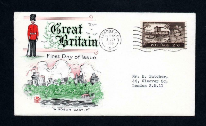 2/6 NO WATERMARK CASTLES 3 JULY 1968 ILLUSTRATED FIRST DAY COVER Cat £600