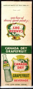 1940's US Match Book Cover Canada Dry Grapefruit Beverage