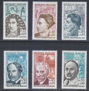 France 1962 Famous Persons, Donis Papin etc (6v Cpt) V Fine MNH CV$20