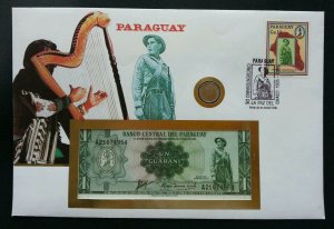 Paraguay Chago Soldier 1985 FDC musical instrument (banknote coin cover) *rare