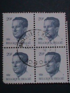 BELGIUM STAMP- 1993 KING BAUDOUIN-CTO BLOCK OF 4-EST.-$4 WITH FIRST DAY CANCEL