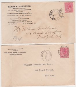 Bahamas1922-1923 2 Advertising Covers Royal Bank Of Canada ,James Gardner Regal