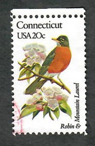 1959 Connecticut Birds and Flowers used single - perf 10.5 x 11