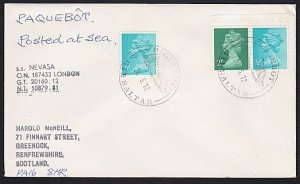 GB GIBRALTAR 1972 SS Nevasa Paquebot ship cover............................B5521