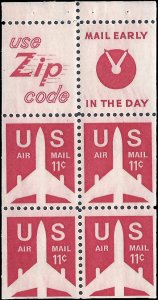 Scott C78a 11c Silhouette of Jet Airliner Booklet Pane of 4+2 1971 Mint NH