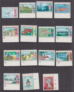 CAYMAN ISLANDS, 1969 QE denitives set of 15, mnh., some with Plate #'s.