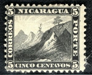 Nicaragua 1862 5c mint HMM note MAJOR OFFSET on gum Scott.2var cat$150+ GREEN148