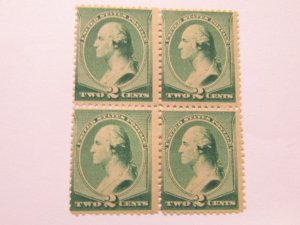 US Stamp, Scott #213 Mint VVLH, Block of 4 stamps,1887 George Washington,
