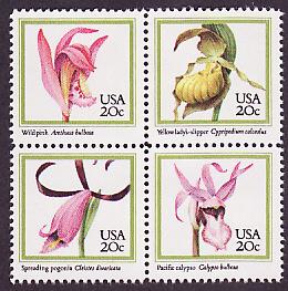 2076-79 Orchids MNH block of four