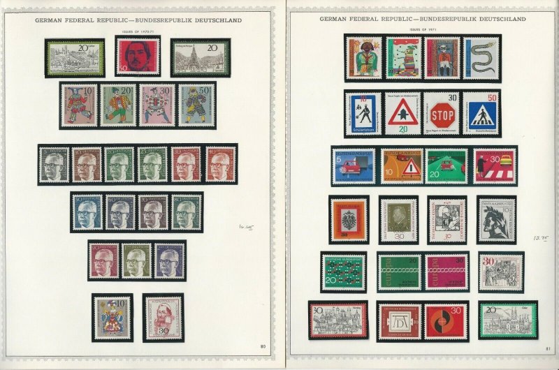 Germany Stamp Collection on 12 Minkus Specialty Pages 1968-75, JFZ 