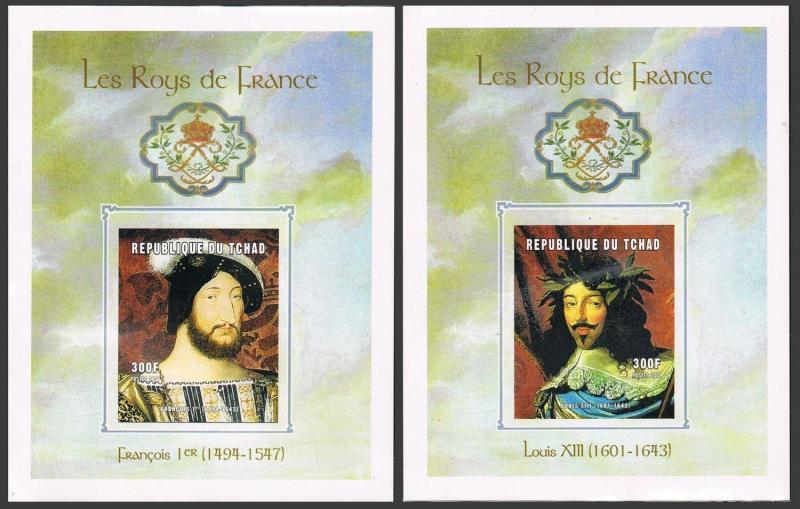 Chad 911a-914a imperf deluxe,MNH. French Rulers,2001.King Francis I,Louis XIII,