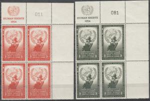 United Nations #29-30 MNH  Inscription Blocks  CV $63.25 (A4312)