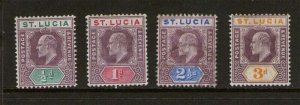 St Lucia 1902 KEVII Sc 43-46 MH