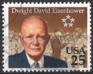 SC#2513 25¢ Dwight David Eisenhower Single (1990) Used