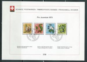 Switzerland B418-21 1973 Pro Juven PTT Collection Sheet FD