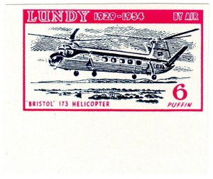 (I.B) Cinderella Collection : Lundy Jubilee 6p (Helicopter) imperforate proof