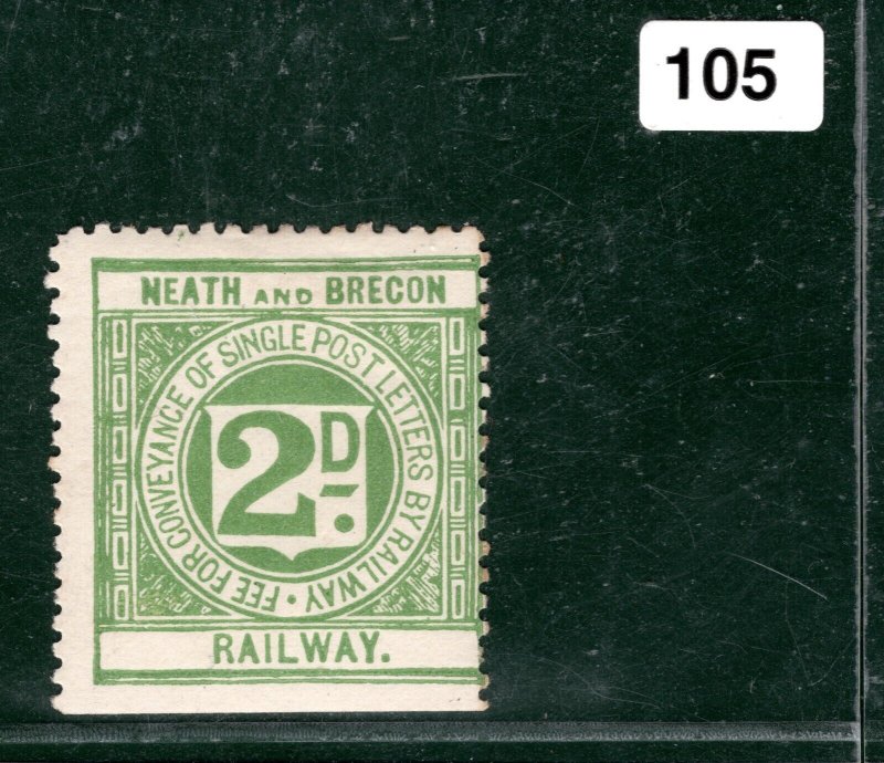 GB Wales RAILWAY QV Letter Stamp 2d NEATH & BRECON (1897) Mint MM WHITE105