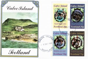 Calve Island (Scotland) 1985 Black overprint 4 value FDC