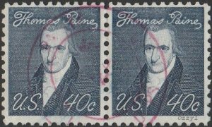USA #1292 1968  40c Thomas Paine Pair USED-VF-NH.
