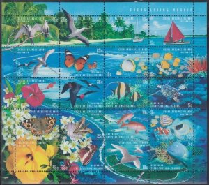 COCOS ISLANDS Sc# 331a-t MNH SHEET of 25 MARINE LIFE STAMPS of ALL TYPES