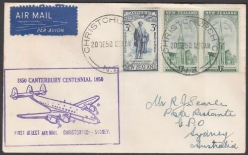 NEW ZEALAND 1950 first flight cover Wellington to Sydney....................V486