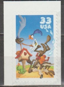 #3391a, Single (marg. Top & L). Wile E Coyote & Road Runner MNH, '.33 cent'