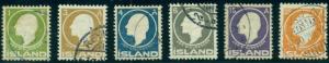 ICELAND #86-91 (108-13) Complete Sigurdsson set, used, VF, Scott $95.75