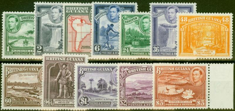 British Guiana 1938-45 set of 12 SG308a-319 V.F Very Lightly Mtd Mint $3 MNH