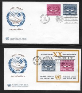 United Nations NY 143-145 20th UN Geneva Cachet FDC First Day Cover SF Cancel