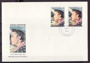 Central Africa, Scott cat. 851 A-B. Elvis Presley o/p issue. First day cover.