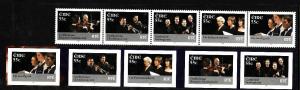 Ireland-Sc#1734-41-unused NH set-self adhesives-RTE Performing Groups-Music-Choi