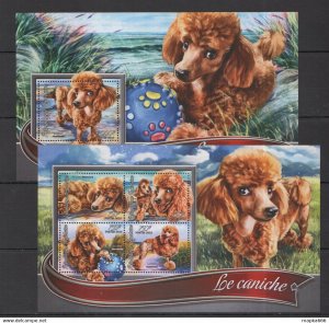 2016 Togo Fauna Domestic Animals Pets Dogs Poodles Les Caniche Kb+Bl ** Tg205