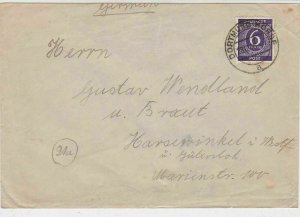 Germany Allied Occupation Dortmung 1946 Numeral Stamps Cover Ref 32597