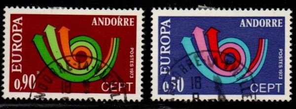 Andorra (Fr) Sc 219-20 1973 Europa stamp set used