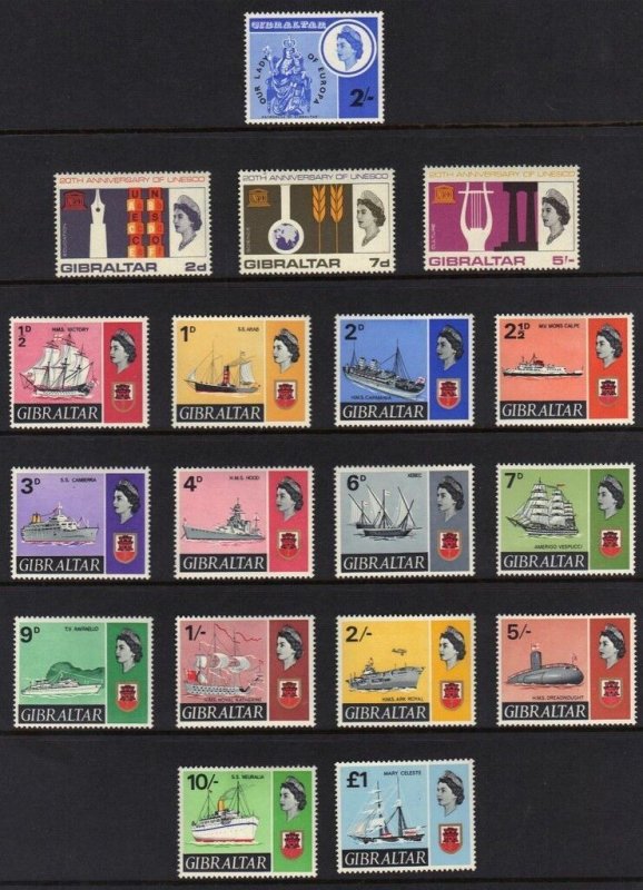 GIBRALTAR 1950-1966 COLL. OF 77 MINT NH INCOMPLETE SETS INC. SG 160-173, 200-213