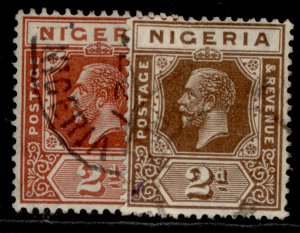 NIGERIA GV SG19 + 20, 2d SHADE VARIETIES, FINE USED. 