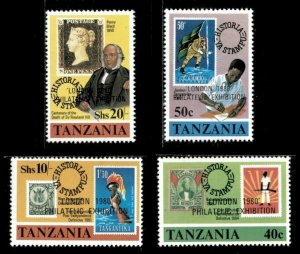 Tanzania 1980 - History of Stamps, London OVPT - Set of 4v - Scott 145-48 - MNH