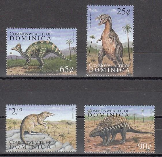 Dominica, Scott cat. 2133-2136. Dinosaurs issue.