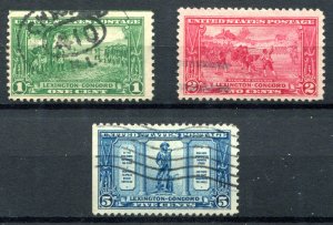 US 1925. Lexington-Concord issue. Set of 3. Used. Sc#617-619.