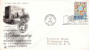 United Nations 1966 FDC Sc 154 World Federation Artcraft Cachet UN New York