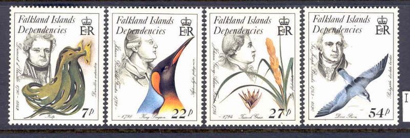 FALKLAND ISLANDS 1L97-100 MNH NATURALISTS DEPENDENCIES 1985