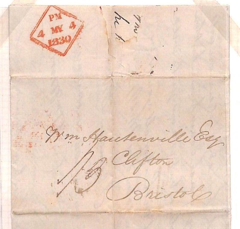 F84 1830 GB IRELAND Dublin Irish Sea Mail Cover Bristol BANKING LETTER £42 Bill