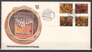 Venda, Scott cat. 52-55. Native Music Instruments issue on a First day cover.