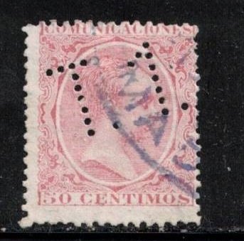 SPAIN Scott # 266 Used - With T.1. Perfin