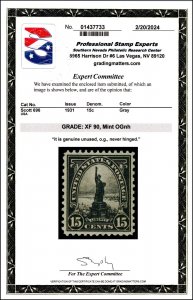 Scott 696 15 Cents Liberty MNH PSE Cert Grade 90 SCV $40.00