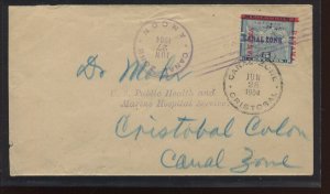 Canal Zone 3 Overprint Used on JUN 27 1904 Cover from Ancon to Cristobal LV9256