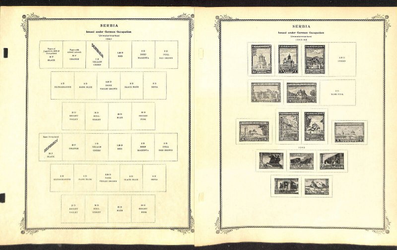 Serbia German Occupation Stamp Collection, 13 Scott Specialty Pages, 1941-43