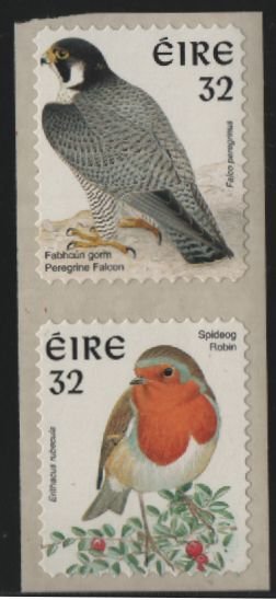 Ireland 1997 MNH Sc 1054d 32p Peregrine falcon, Robin Perf 11 x 11.25 Pair