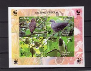 Sao Tome and Principe 2005 WWF/Birds S/S Imperforated Not Inscription Groth# U