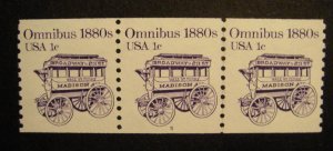 Scott 1897, 1 cent Omnibus, PNC3 #5, MNH Transportation Coil Beauty